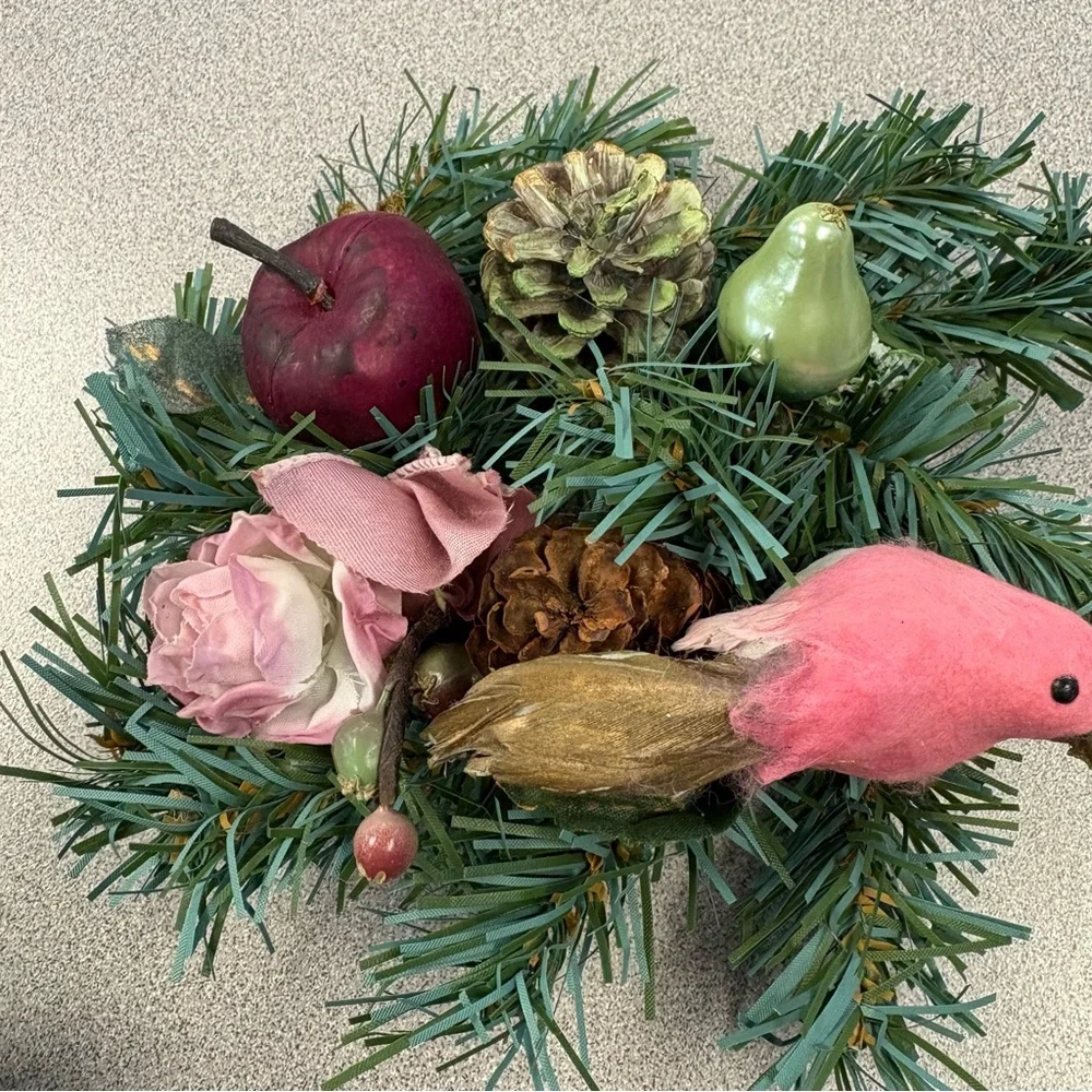 Vintage Greenery w/ Pink Birds Victorian Decor